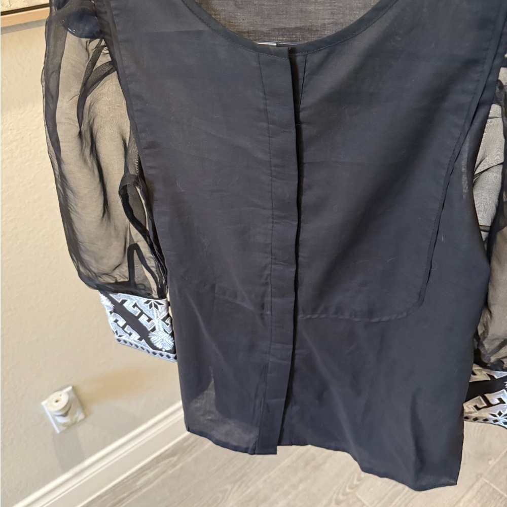 Brand new size 6 khaadi Elegant Black Sheer Sleeve Top
